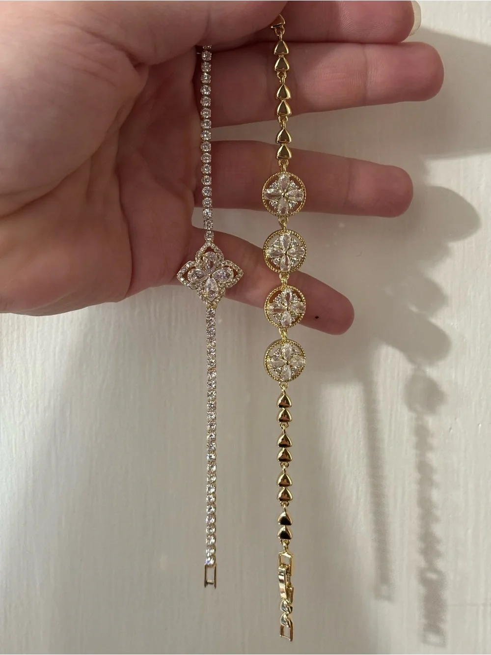 Elegant Gold Crystal Floral clover Bracelets - Women Jewelry